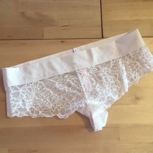 BNWT VS PINK White Lace Bridal Panties